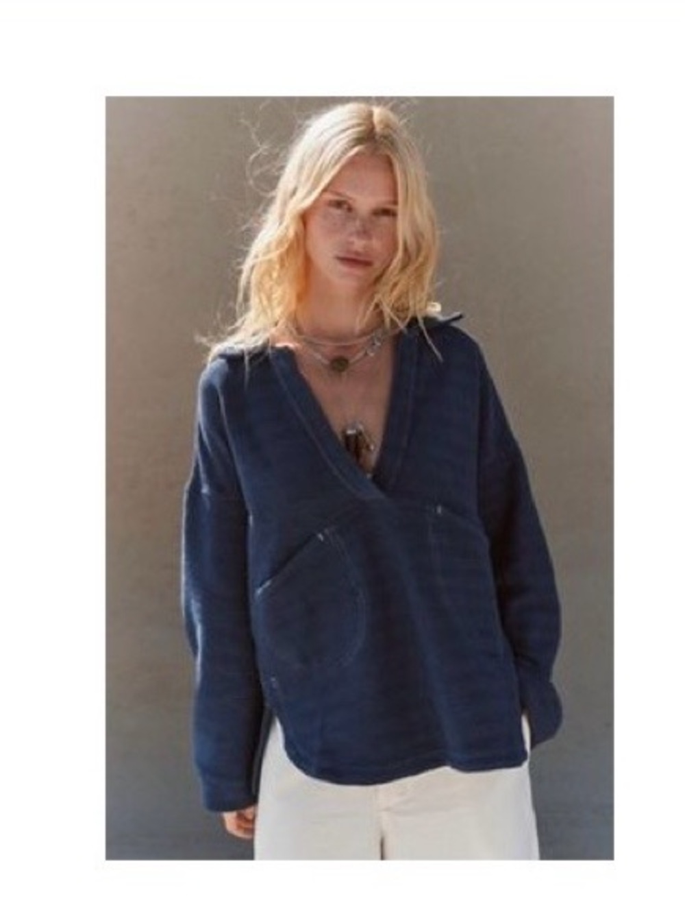 Free People Free-est Brody Third Piece Pullover Navy